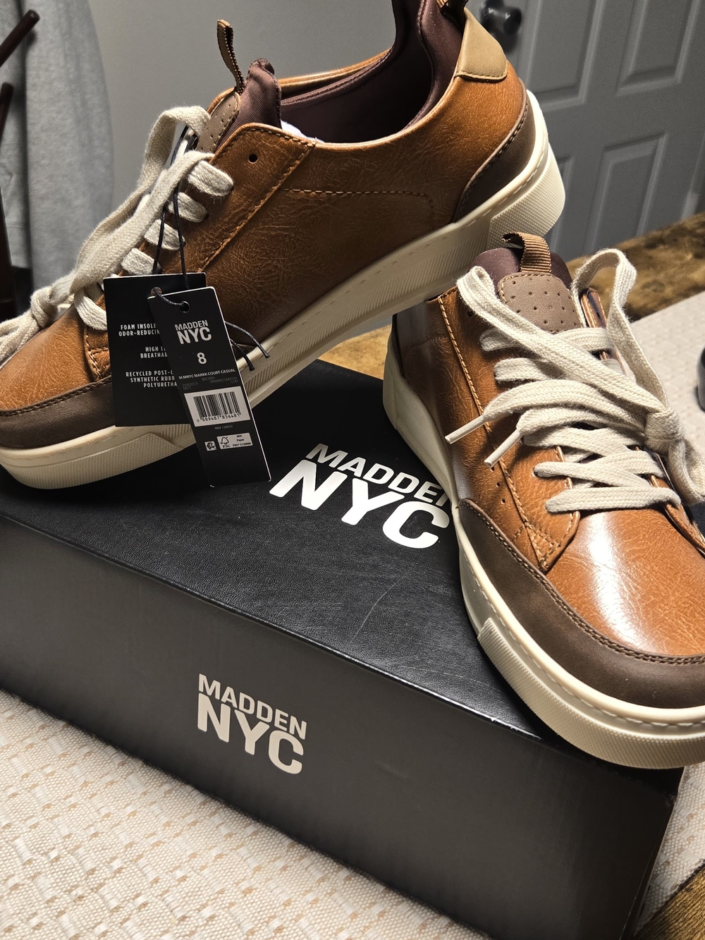 Madden NYC Men's Tan Brown Leather Sneakers